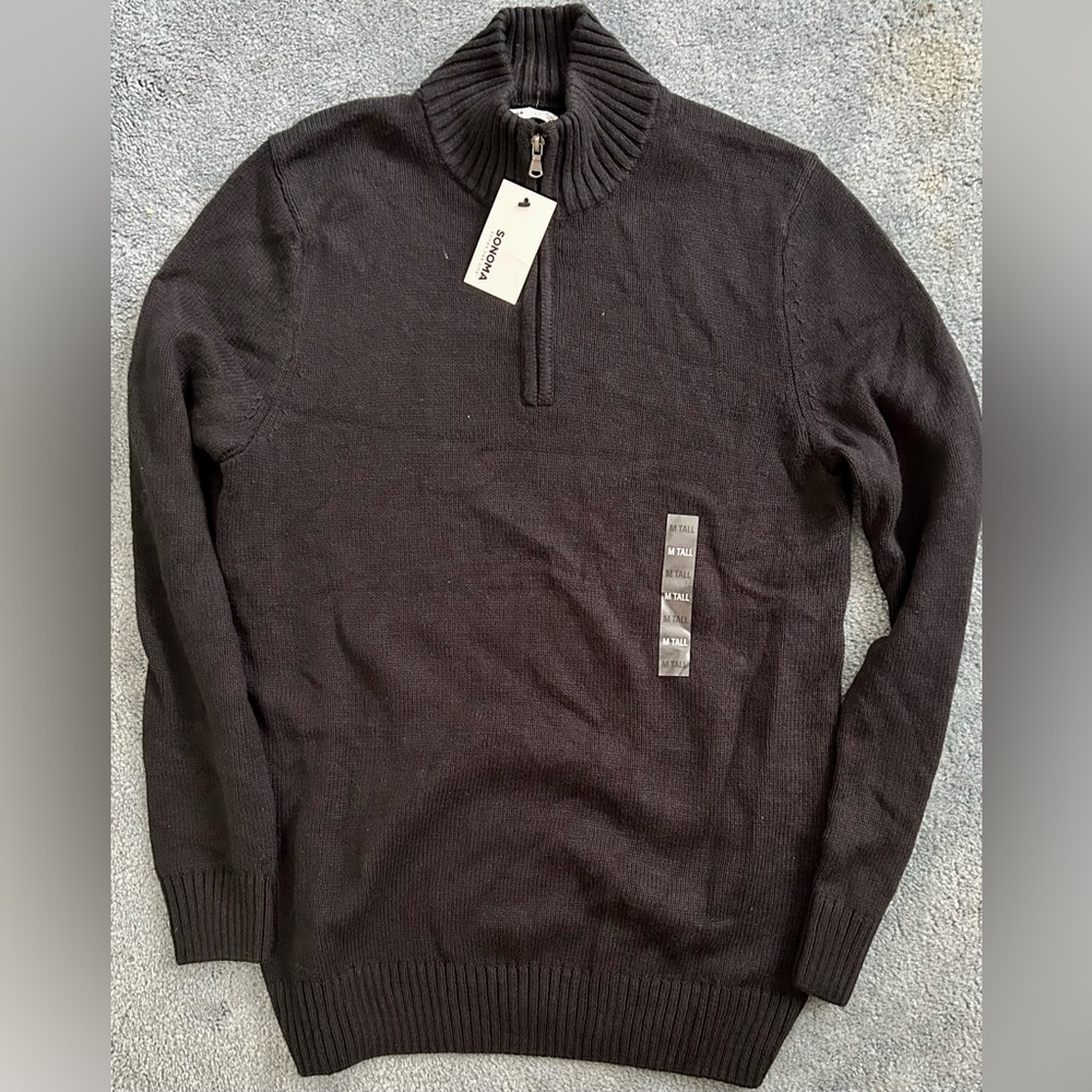 Sonoma Black Men's Half-Zip Sweater - Medium Tall - Gray - NWT
